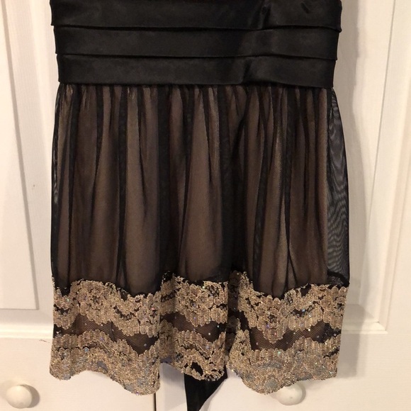 Y2K R&M Richards Satin Sequin Mesh Lace Babydoll Cocktail Top Size 12 - Picture 3 of 9